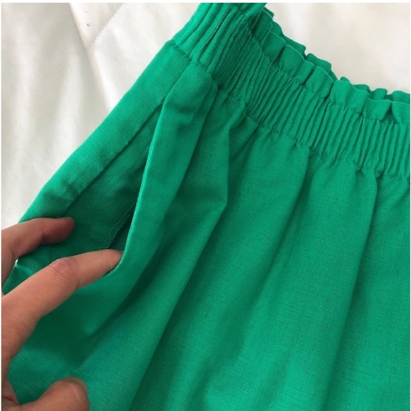 🆕 J Crew Green City Skirt. Linen Blend with Hand Pockets & Elastic Waist. NWOT - Picture 9 of 13
